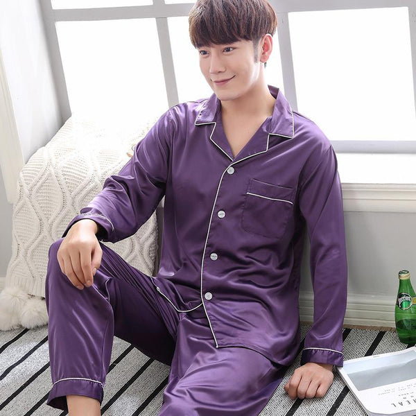 Emerce - Silk night suit for men - Purple