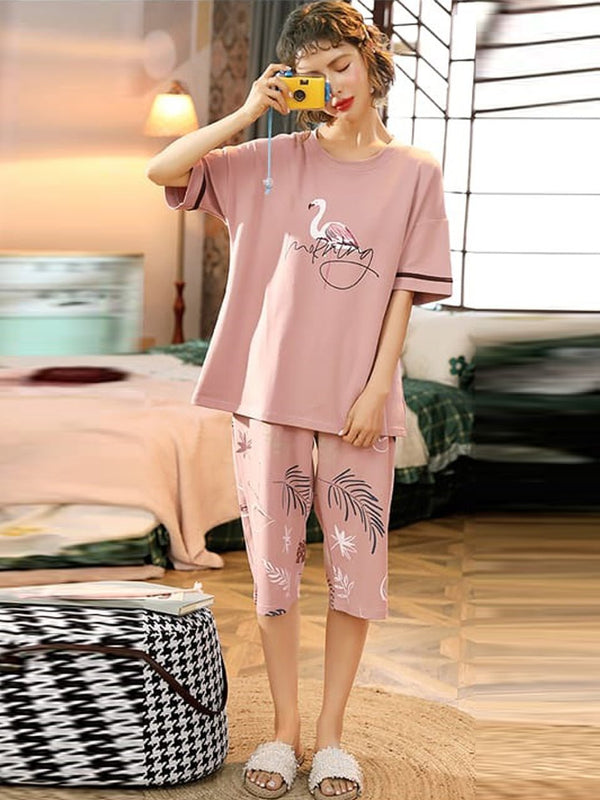 Emerce-Duck Printed PJ Suit - Pink