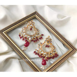 House Of Jewels- Ethnic Sheesha Kundan Earrings- Red