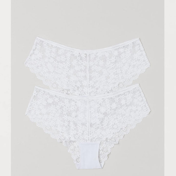 H&M- 2-Pack Lace Hipster Briefs- White