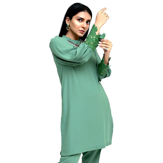 UZUL TRENDS  GR-Minty Green 2 Piece Outfit
