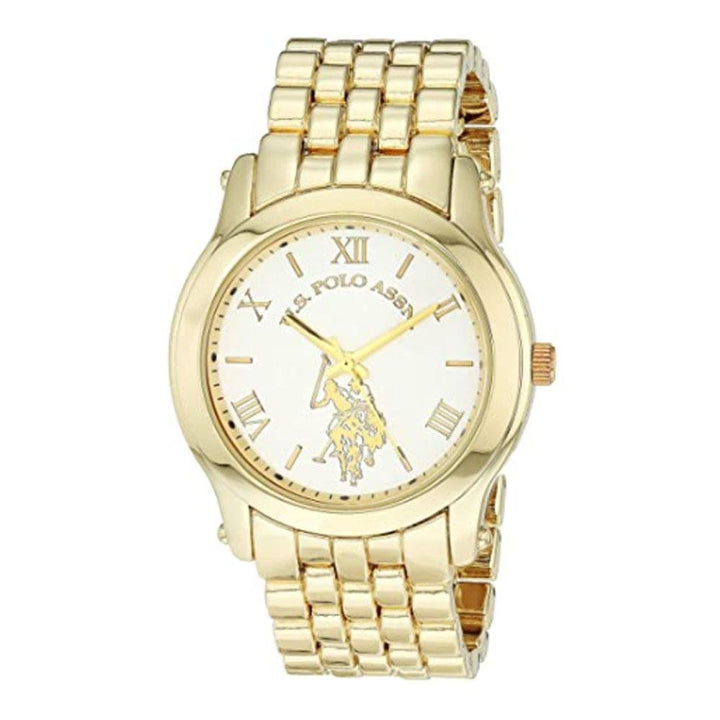 U.S Polo Assn- Womens Quartz Watch with Alloy Strap, Gold