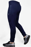 Flush Fashion - Men's Joggers Workout Pants for Gym Running and Bodybuilding Athletic Navy Blue