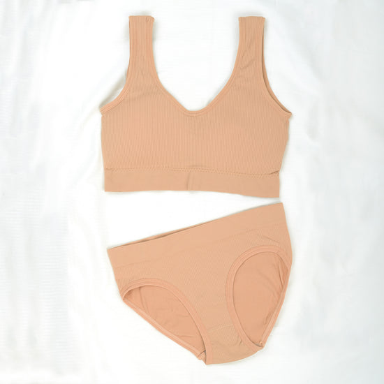 VYBE - Seamless comfy  padded Bra panty set - Skin