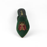 VYBE - Embroided Mules- Green