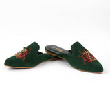 VYBE - Embroided Mules- Green