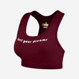 Flush Fashion- Women's Seamless Sports Bra, Support for Yoga Gym - Maroon