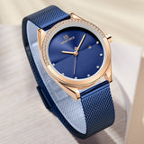 NAVIFORCE- NF5015 Black Mesh Stainless Steel Analog Watch For Women - Gold Blue