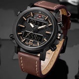 NAVIFORCE- Men Watch Fashion Sports Watches Men Quartz LED Digital Clock Male Waterproof Military Wrist Watch Relogio Masculino Brown