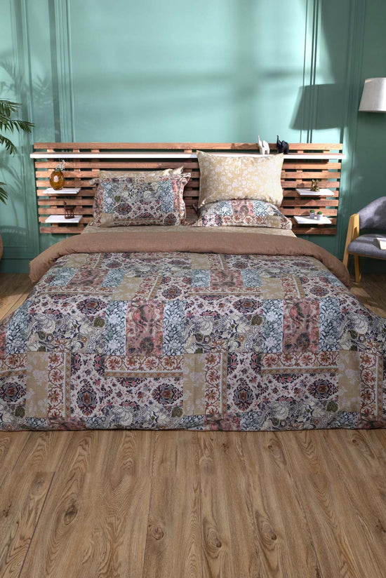 Abstract Floral Quilt Cover Brown Home