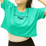 Flush Fashion - Women’s Yoga Crop Top Loose Fit Cotton Workout Short Sleeve Green