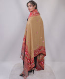 Bagallery Exclusive AcroWool Embroidered Shawl Rust