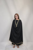 Bagallery Exclusive Woolen Shawl with Zari Boarder Black