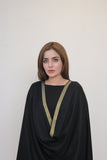 Bagallery Exclusive Woolen Shawl with Zari Boarder Black