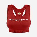 Flush Fashion- Women's Seamless Sports Bra, Support for Yoga Gym - Red