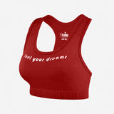 Flush Fashion- Women's Seamless Sports Bra, Support for Yoga Gym - Red
