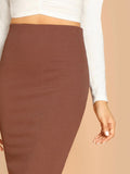 Shein Slim Fit Pencil Skirt Brown