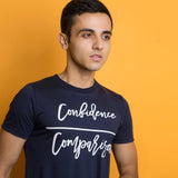 VYBE-Confidence PRINTED T-Shirts-NAVY