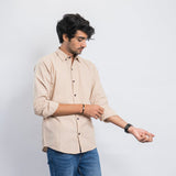 VYBE - Casual Solid Shirt- Beige