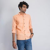 VYBE - Casual Solid Shirt- Peach