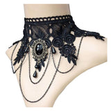 Dama Rusa- Black Victorian Crystal Black Lace Choker Necklace for Women- TM-CN-20