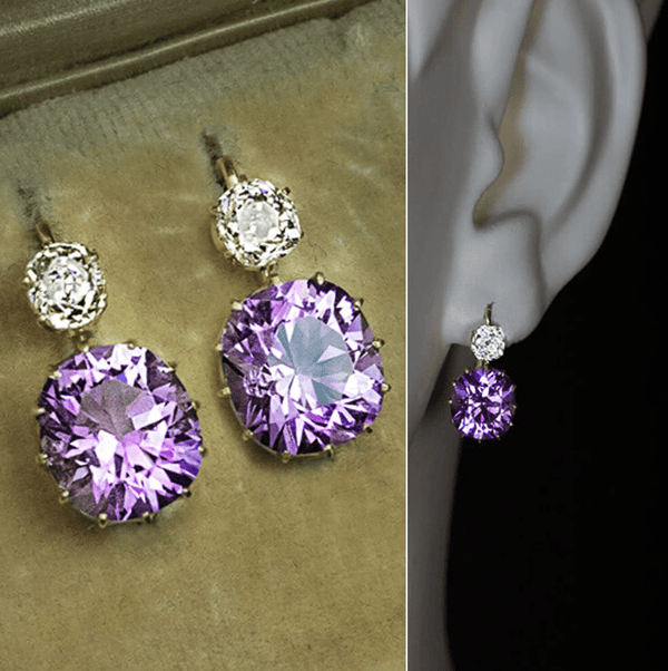 The Marshall- Purple Cubic Zircunia Dangle Earrings for Women - TM-E-58