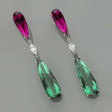 Dama Rusa- Pinkish Green Zircunia Dangle Earrings for Women- TM-E-59