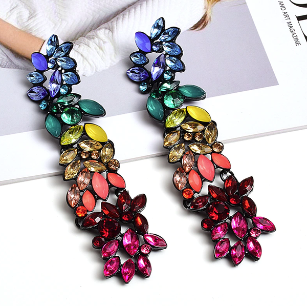 The Marshall- Multicolor Rhinestone Statement Earrings for Women - TM-E-64