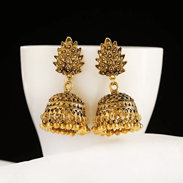 The Marshall- Golden Gypsy Bell Jhumka Earring for Women - TM-E-74-Gd