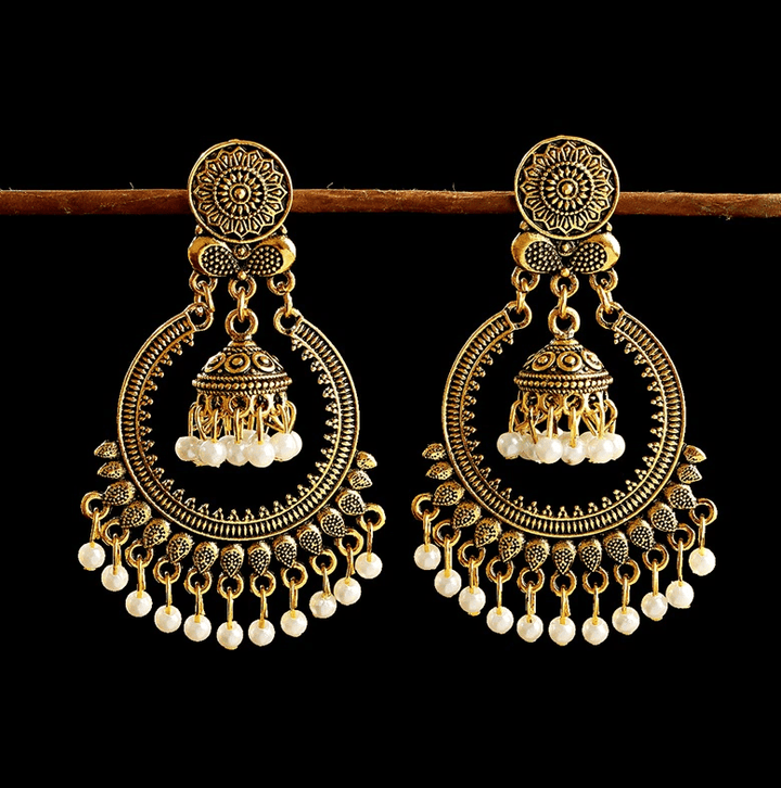 The Marshall- Golden Gypsy Flower Jhumka Earrings for Women - TM-E-77-Gd