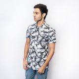 VYBE-Casual Shirt Half Sleeve-Black Leaves