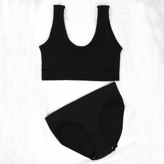 VYBE - Seamless comfy  padded Bra panty set Black