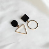 VYBE - 1pair Geometric Charm Mismatched Drop Earrings