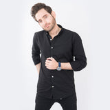 VYBE- Casual Solid Shirts- Black