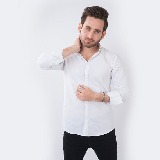 VYBE - Casual Solid Shirts- White