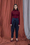 Sapphire -  Slouchy Belted Pants Navy Blue