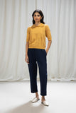 Sapphire- Turn-Up Textured Trousers