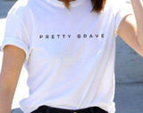 Wf Store- PRETTY BRAVE Printed Half Sleeves Tee  White