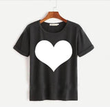 Wf Store- Heart Printed Half Sleeves Tee  Black
