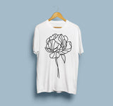Wf Store- Big Flower Printed Half Sleeves Tee - White