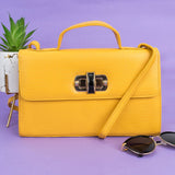 Shein - Twist Lock Flap Square Bag-Yellow