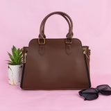Shein - Double Handle Streamlined Square Bag-D- Brown