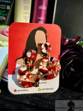 Garnet lane- Red & White Round Marble glossy resin Earrings