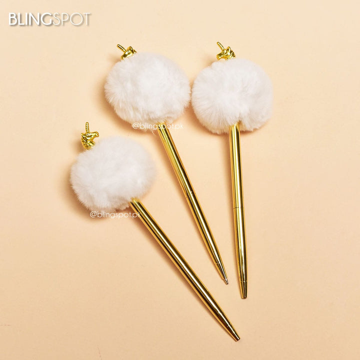 Blingspot - Royal Fluffy Unicorn Metal Ball Gold Pen