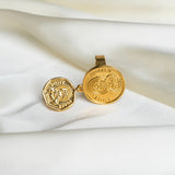 VYBE - Double Coin Layered Rings With Golden Coin Disc, Stackable For Women