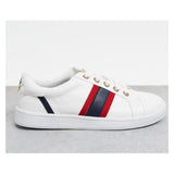 Asos Design- River Island Wide Fit side stripe trainer white