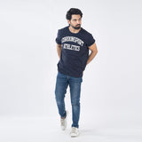 VYBE-Printed T Shirt-Commando Print Athelethics Navy