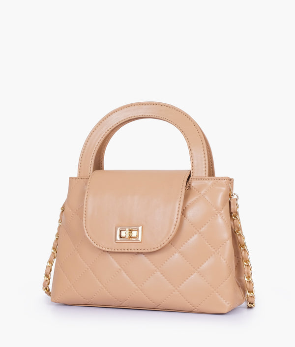 RTW - Beige flap quilted bag with top handle