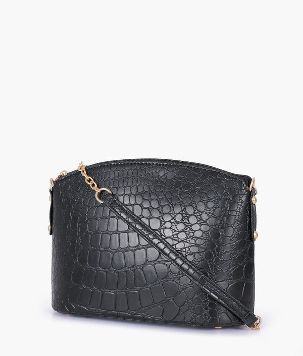 RTW - Black crocodile with chain strap cross-body bag