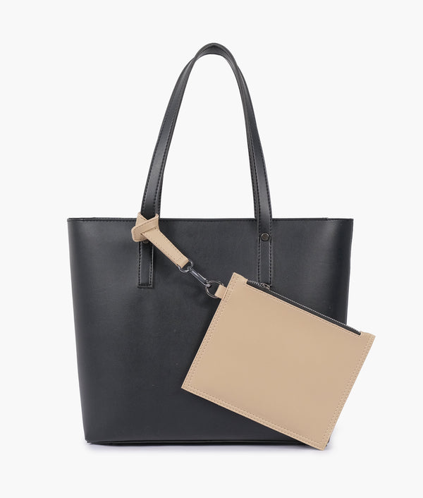 RTW - Black tote bag with detachable pouch